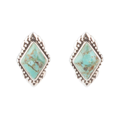 Anemone Petite Turquoise and Sterling Silver Stud Earrings Barse Jewelry