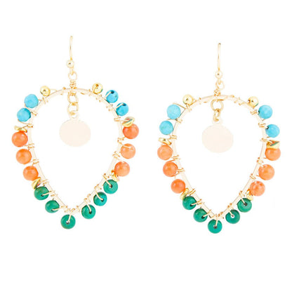 Apricot Teals Multicolor Golden Statement Earrings Barse Jewelry