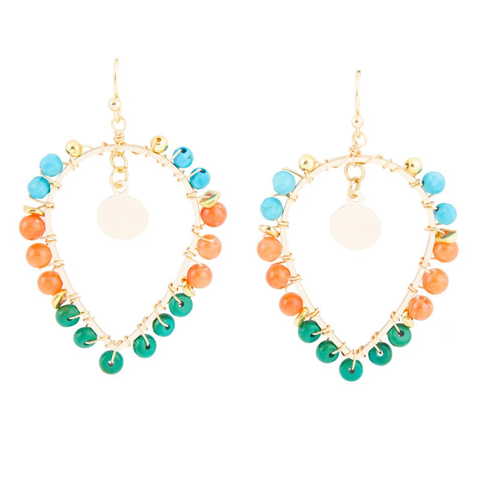 Apricot Teals Multicolor Golden Statement Earrings Barse Jewelry