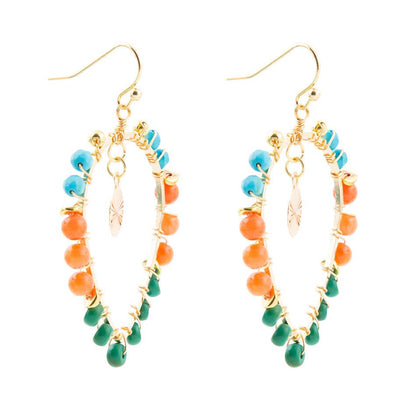 Apricot Teals Multicolor Golden Statement Earrings Barse Jewelry