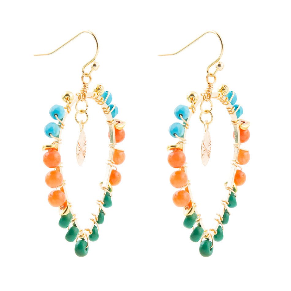 Apricot Teals Multicolor Golden Statement Earrings Barse Jewelry