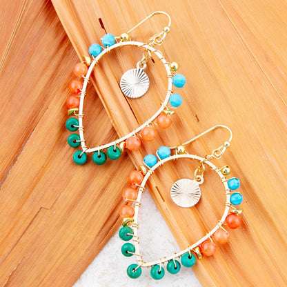 Apricot Teals Multicolor Golden Statement Earrings Barse Jewelry