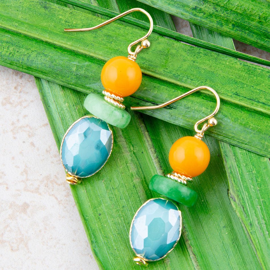 Apricot Colorful Golden Drop Earrings Barse Jewelry
