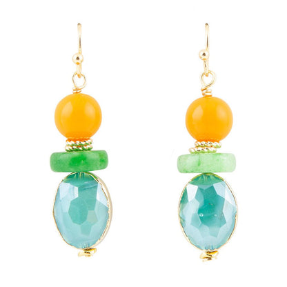 Apricot Colorful Golden Drop Earrings Barse Jewelry