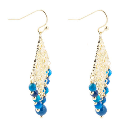 Argo Blue Jade Golden Drop Chandelier Earrings Barse Jewelry