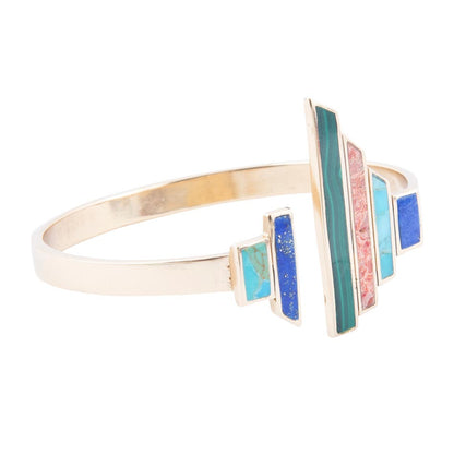 Art Deco Colorful Golden Statement Cuff Barse Jewelry
