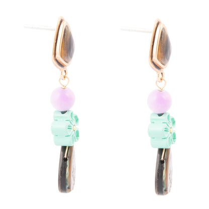 Aruba Blue Abalone Post Golden Drop Earrings Barse Jewelry