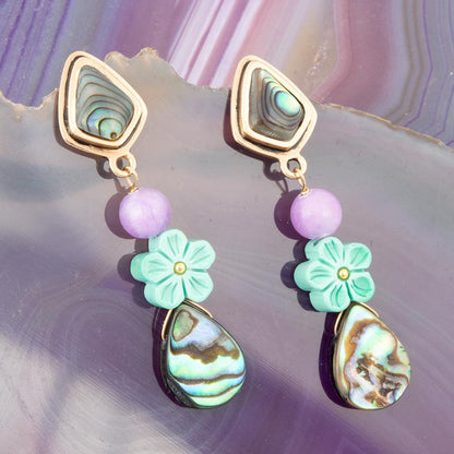 Aruba Blue Abalone Post Golden Drop Earrings Barse Jewelry