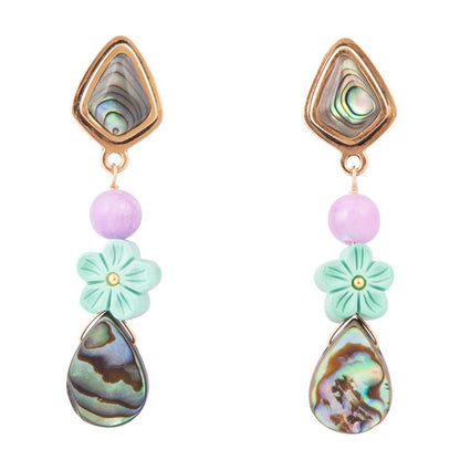 Aruba Blue Abalone Post Golden Drop Earrings Barse Jewelry