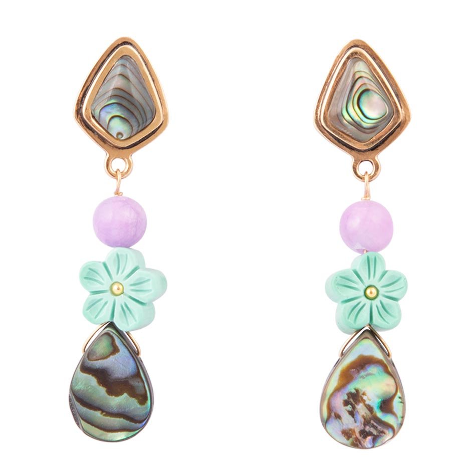 Aruba Blue Abalone Post Golden Drop Earrings Barse Jewelry