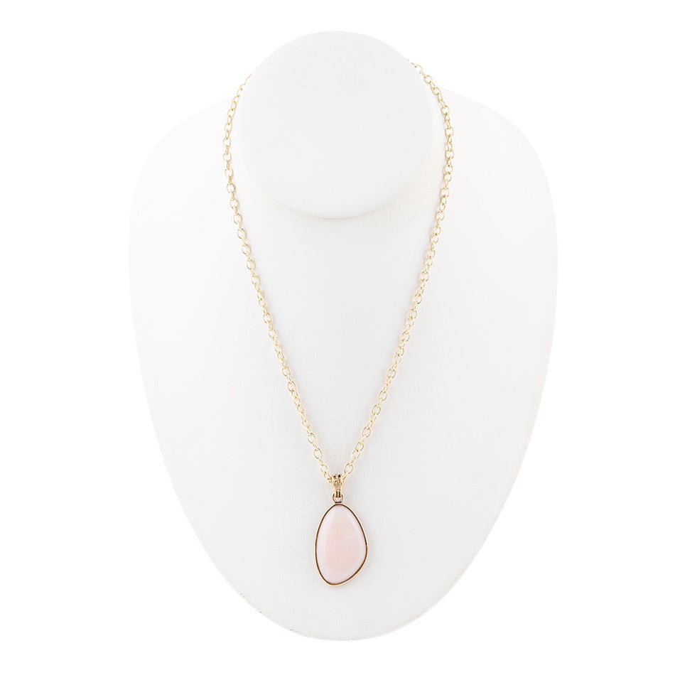 Aruba Pink Opal Golden Pendant Necklace Barse Jewelry