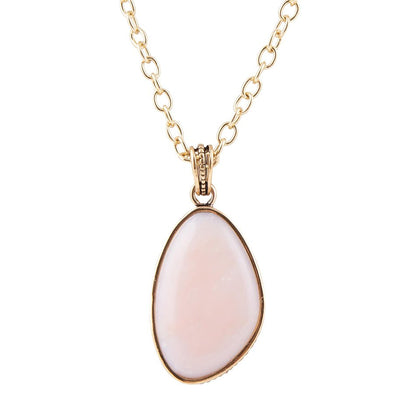 Aruba Pink Opal Golden Pendant Necklace Barse Jewelry
