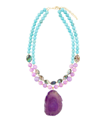 Aruba Purple Jade Statement Pendant Necklace Barse Jewelry