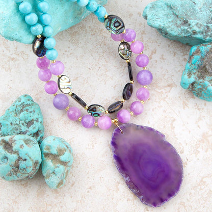 Aruba Purple Jade Statement Pendant Necklace Barse Jewelry