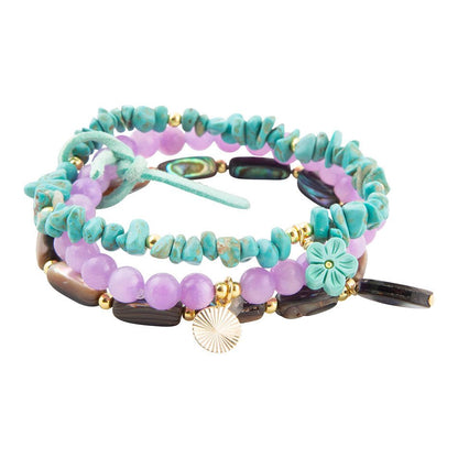 Aruba Blue and Purple Stretch Bracelet Set Barse Jewelry