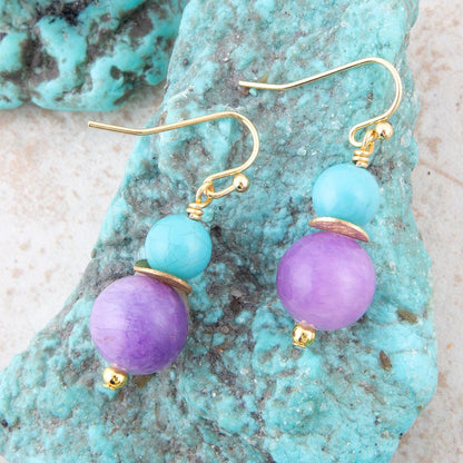 Aruba Purple Jade Golden Drop Earrings Barse Jewelry