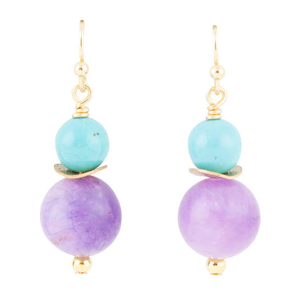 Aruba Purple Jade Golden Drop Earrings Barse Jewelry