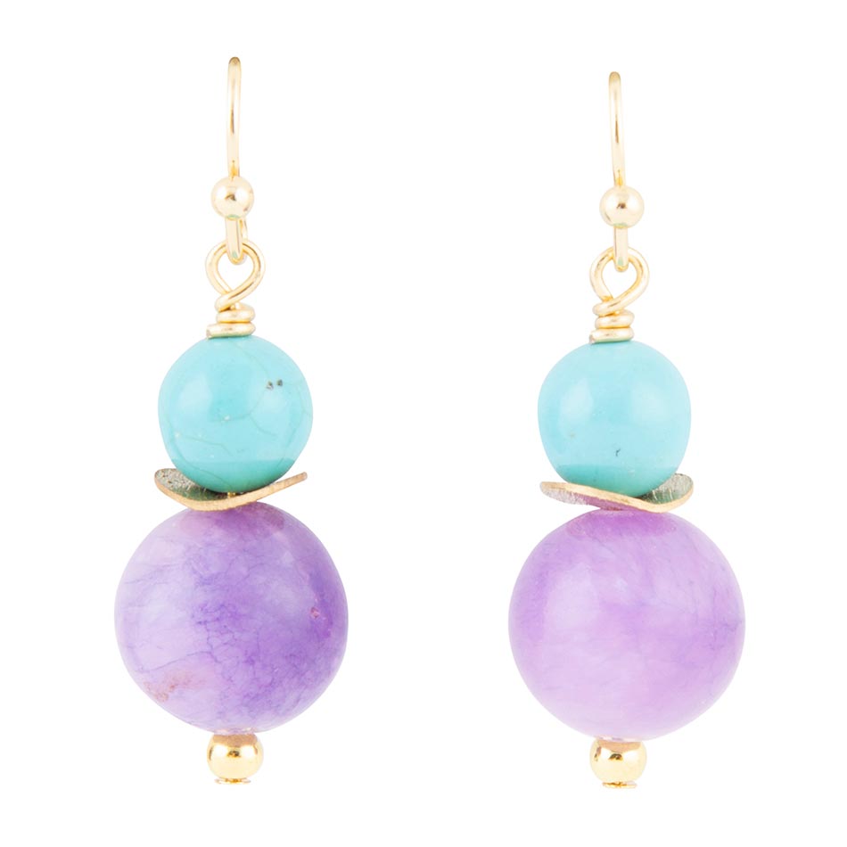 Aruba Purple Jade Golden Drop Earrings Barse Jewelry