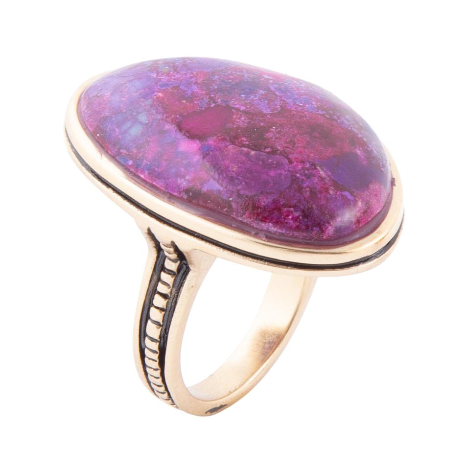Aruba Purple Turquoise Golden Statement Ring Barse Jewelry