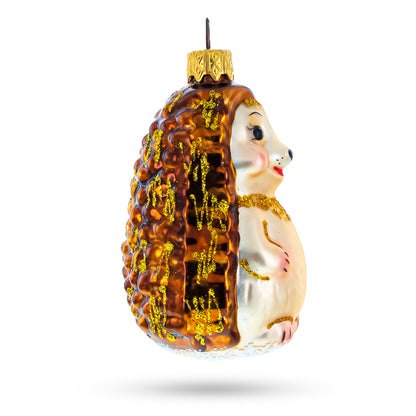 Woodland Hedgehog Glass Christmas Ornament