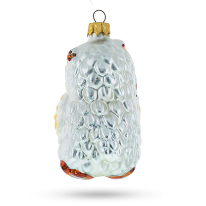 Wise Owl Playing Cello Glass Christmas Ornament