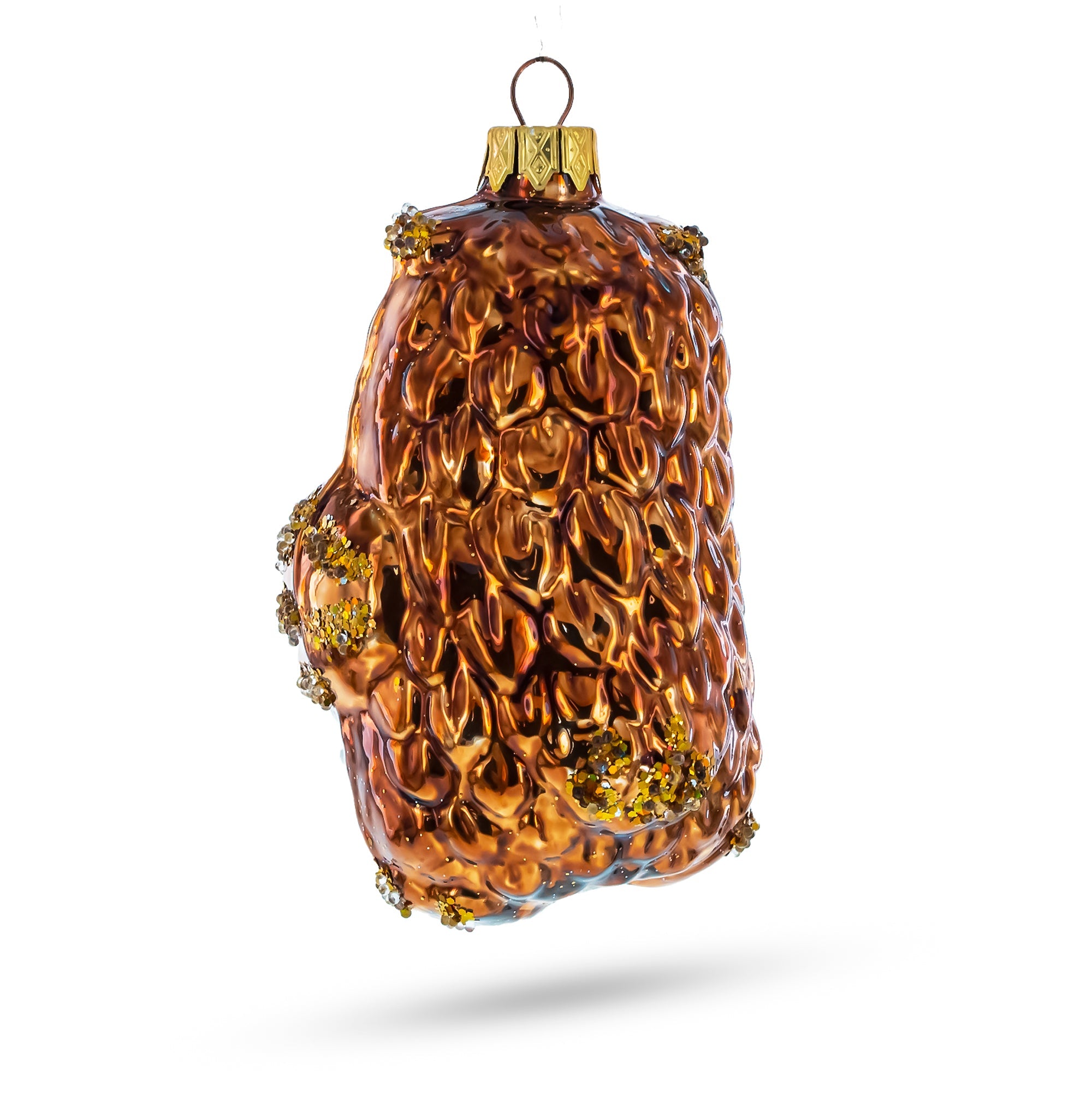 Wise Owl Playing Harmonica Glass Christmas Ornament