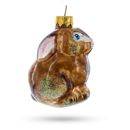 Sitting Rabbit Brown Bunny Glass Christmas Ornament BestPysanky