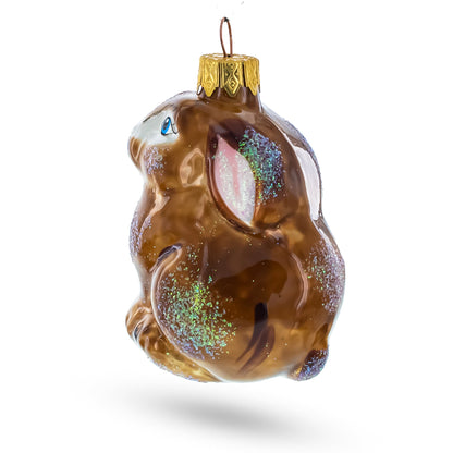 Sitting Rabbit Brown Bunny Glass Christmas Ornament BestPysanky