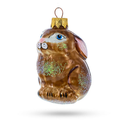 Sitting Rabbit Brown Bunny Glass Christmas Ornament BestPysanky