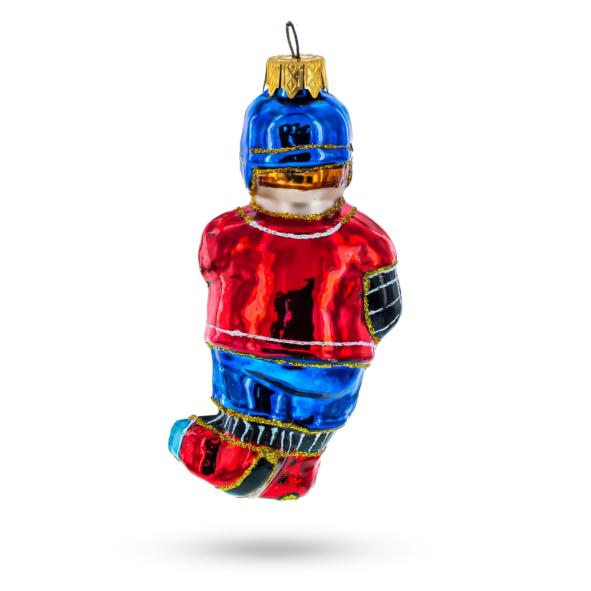 Hockey Player Glass Christmas Ornament BestPysanky