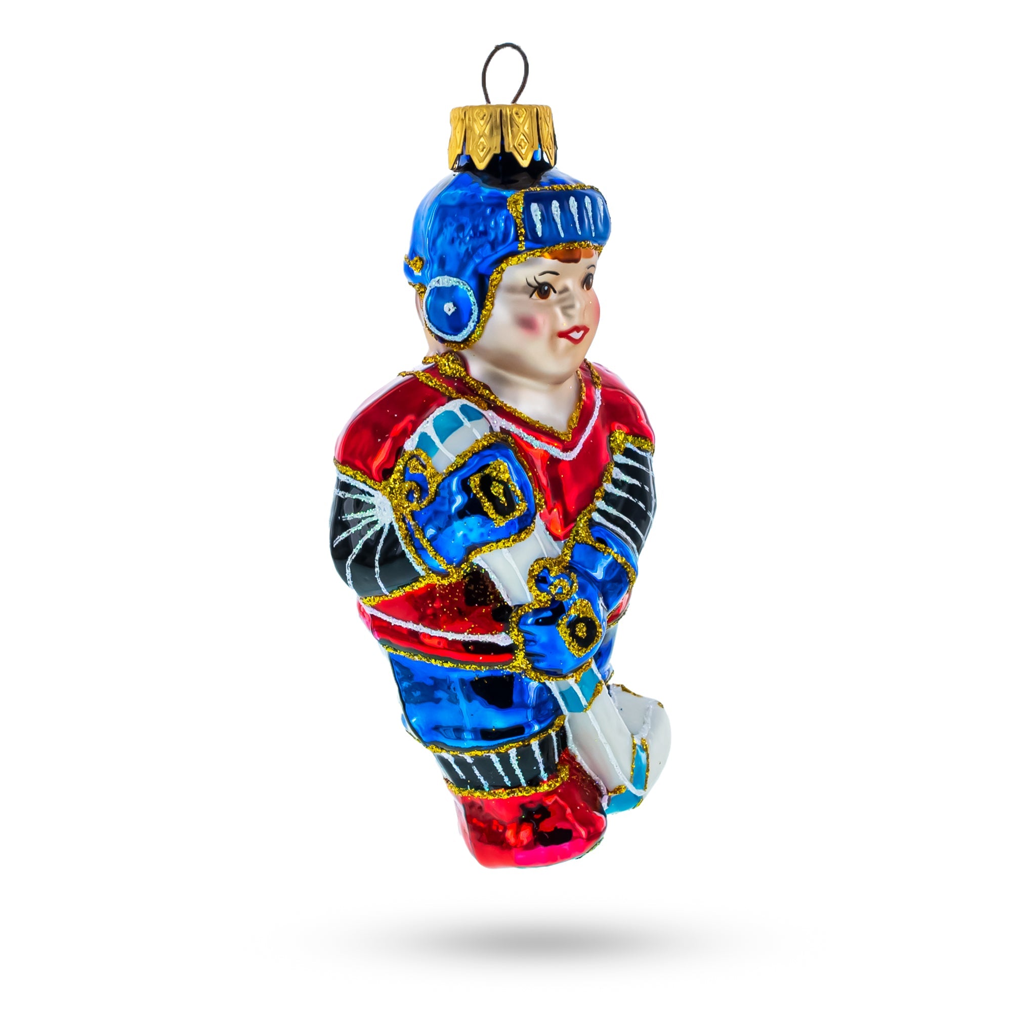 Hockey Player Glass Christmas Ornament BestPysanky