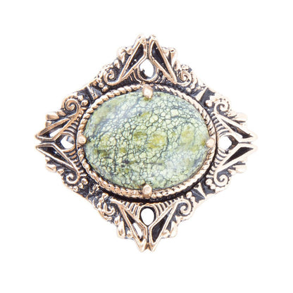 Aspen Green Serpentine Golden Statement Ring Barse Jewelry