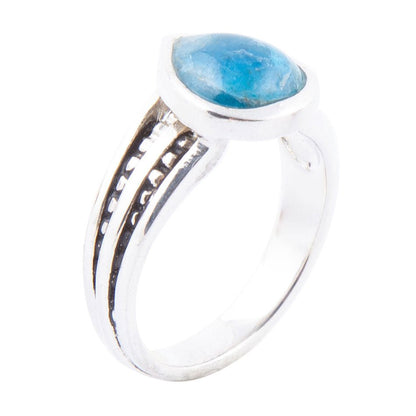 Astro Teardrop Blue Apatite and Sterling Silver Ring Barse Jewelry