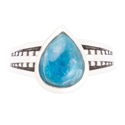 Astro Teardrop Blue Apatite and Sterling Silver Ring Barse Jewelry