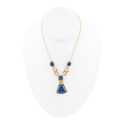 Athena Blue Agate Golden Statement Necklace Barse Jewelry