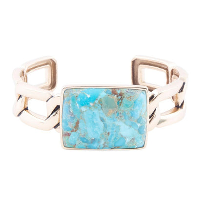 Athena Blue Turquoise Golden Cuff Bracelet Barse Jewelry