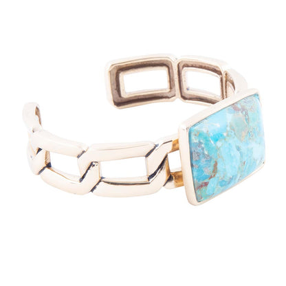 Athena Blue Turquoise Golden Cuff Bracelet Barse Jewelry