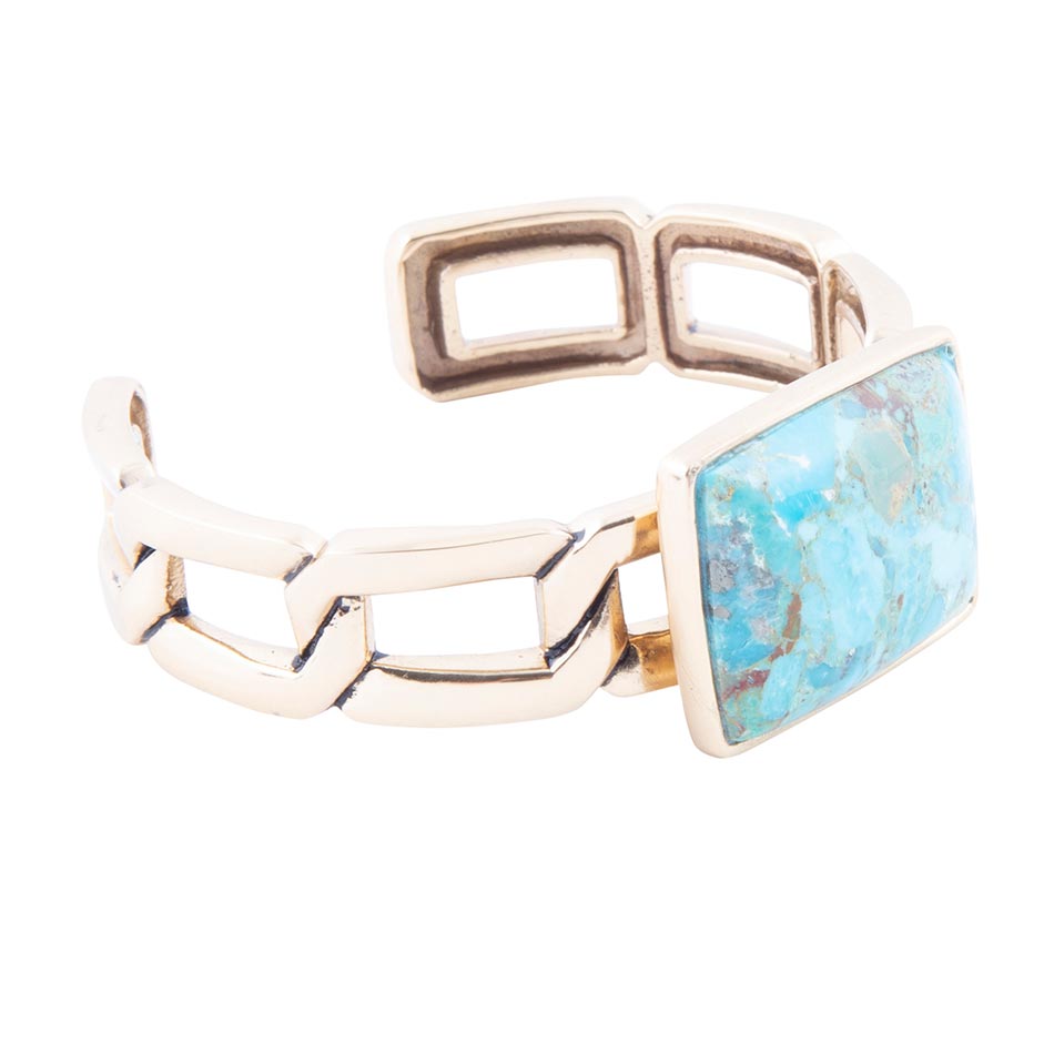 Athena Blue Turquoise Golden Cuff Bracelet Barse Jewelry