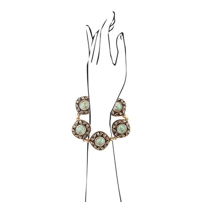 Avalon Blue Turquoise Golden Link Bracelet Barse Jewelry