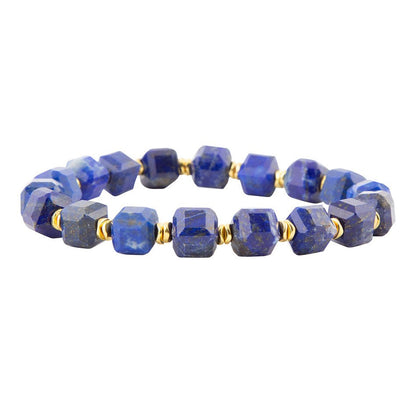 Azul Blue Cubed Lapis Golden Stretch Bracelet Barse Jewelry