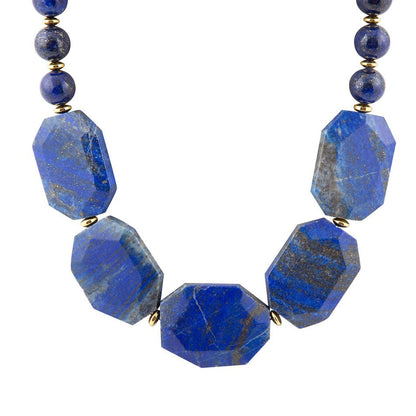 Azul Blue Lapis Golden Statement Necklace Barse Jewelry