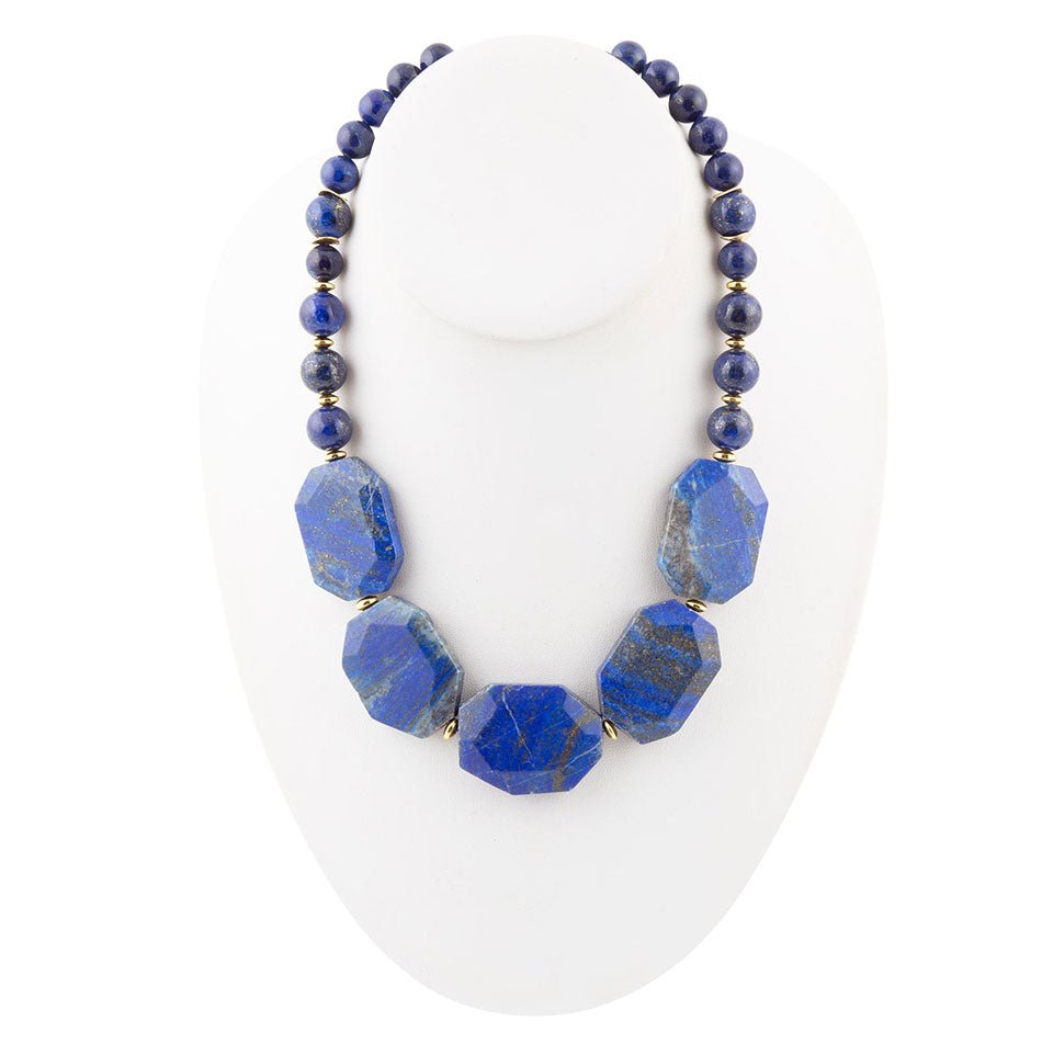 Azul Blue Lapis Golden Statement Necklace Barse Jewelry