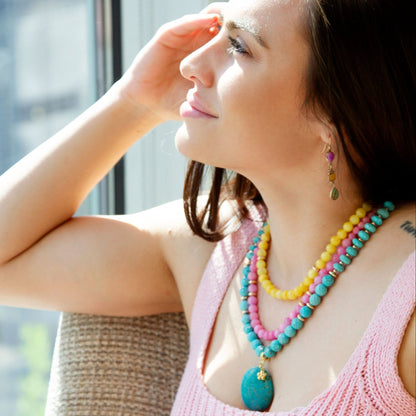 Barcelona Multistone Linear Golden Drop Earrings Barse Jewelry