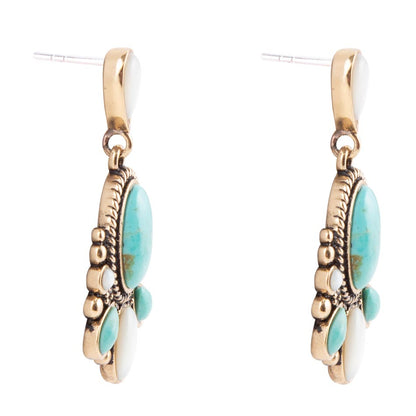 Barcelona Turquoise and Mother of Pearl Post Drop Earrings Barse Jewelry