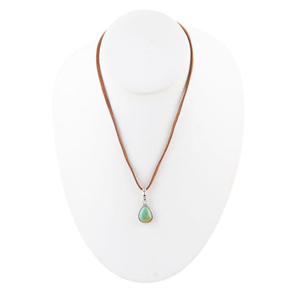Basic Turquoise and Sterling Silver Pendant Leather Necklace Barse Jewelry