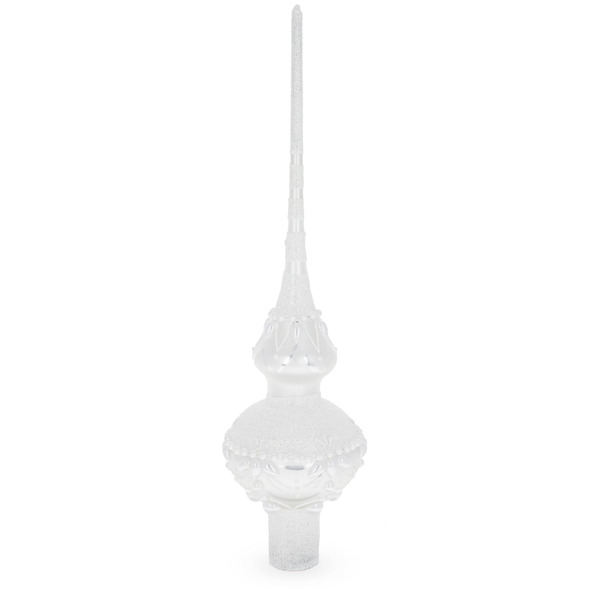 Pearl Drops on White Chandelier Clear Glass Christmas Tree Topper 11 Inches