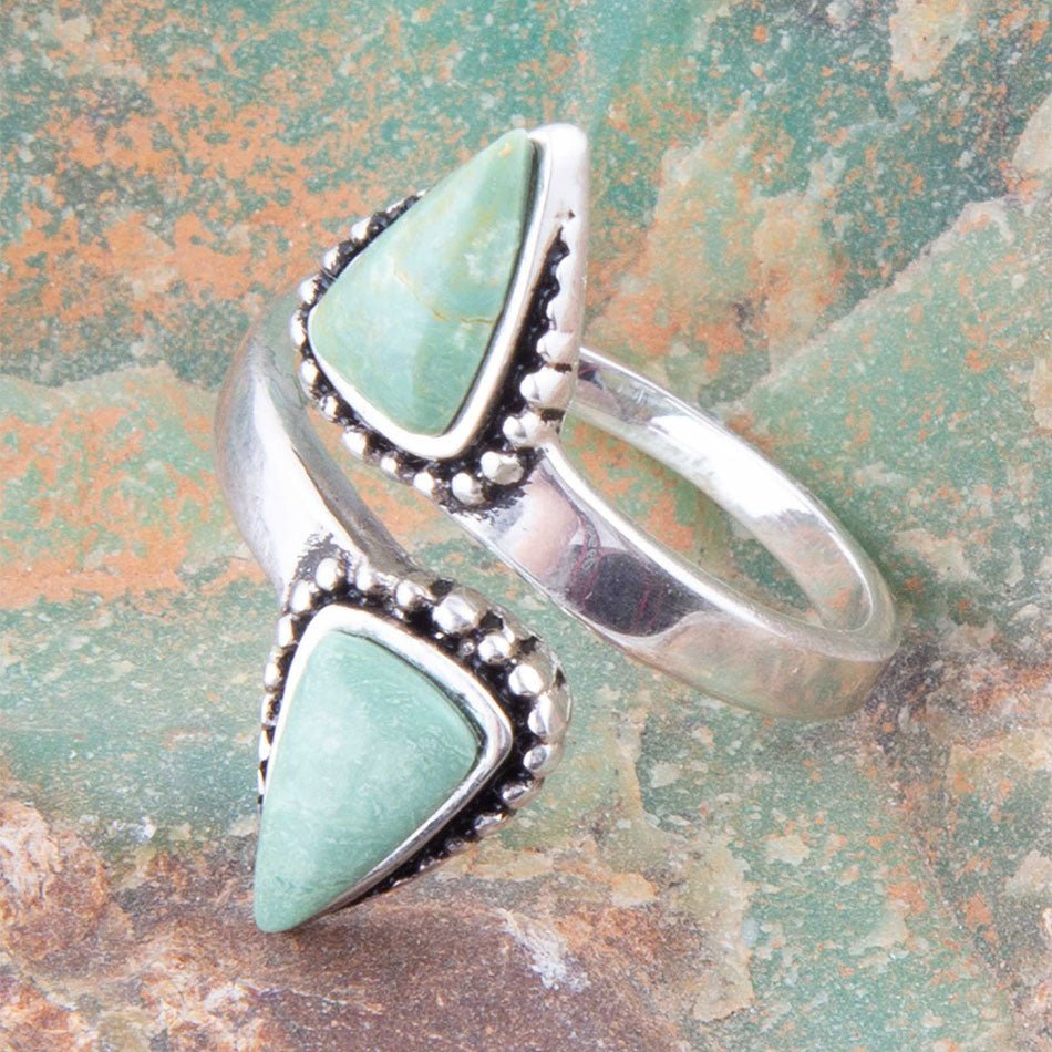 Begondor Green Turquoise and Sterling Silver Adjustable Ring Barse Jewelry
