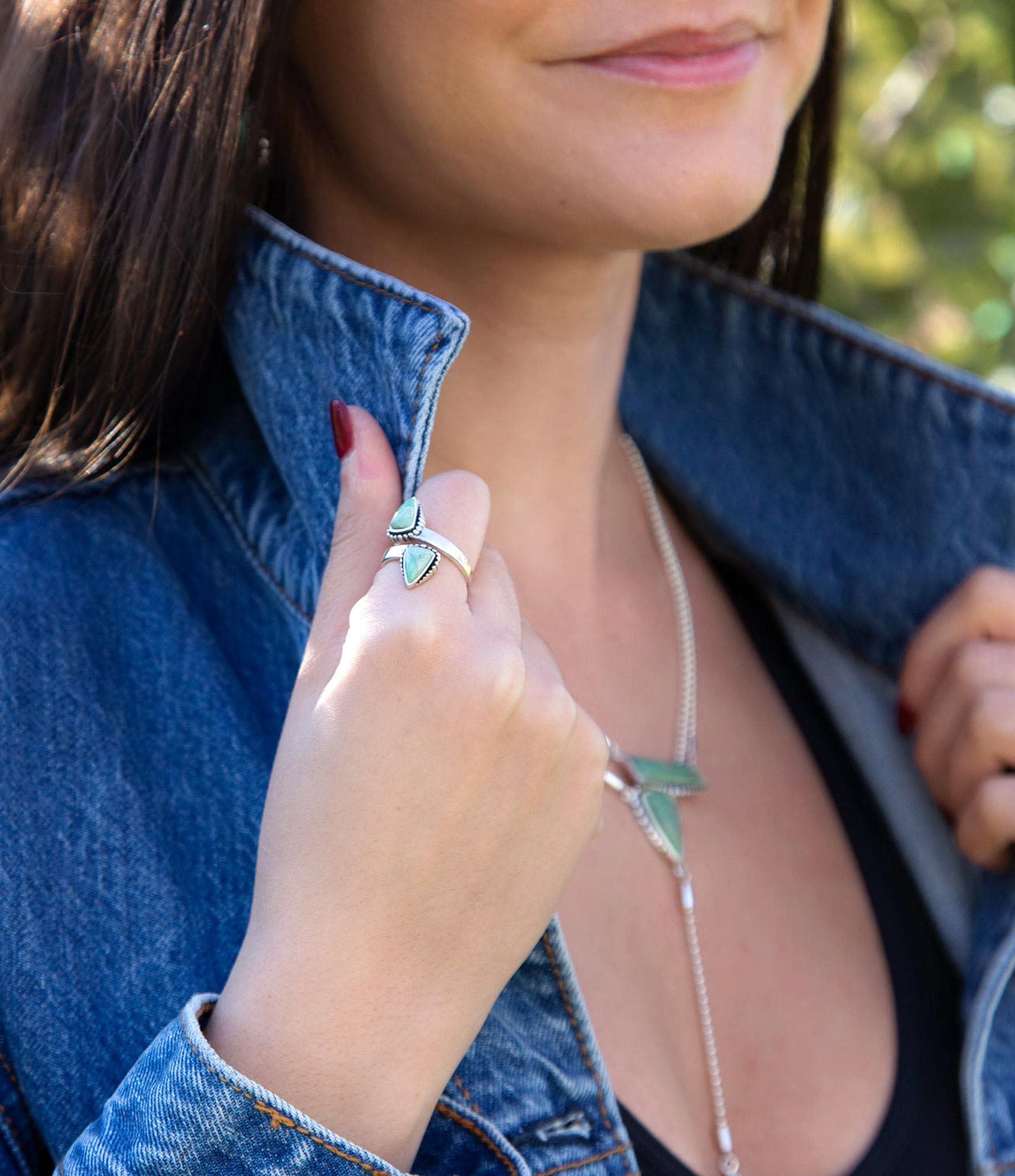 Begondor Green Turquoise and Sterling Silver Adjustable Ring Barse Jewelry