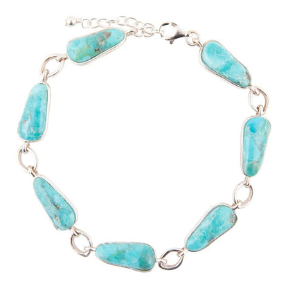Biwa Blue Turquoise Sterling Silver Link Bracelet Barse Jewelry