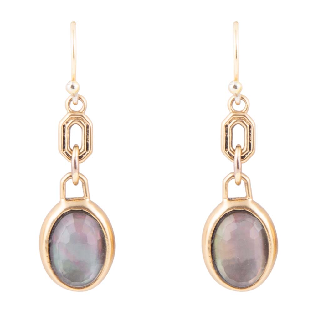 Black Mother of Pearl and Golden Bronze Drop Earrings Barse Jewelry
